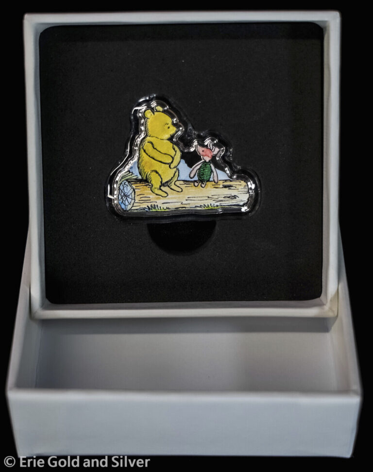 Read more about the article 2022 Chad Winnie the Pooh Shaped 1 oz Silver Proof Colorized Coin in OGP