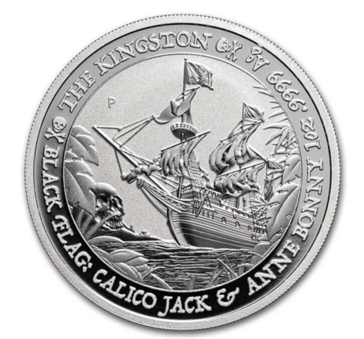 Read more about the article 2024 Tuvalu Black Flag The Kingston BU 1 oz Silver coin in capsule