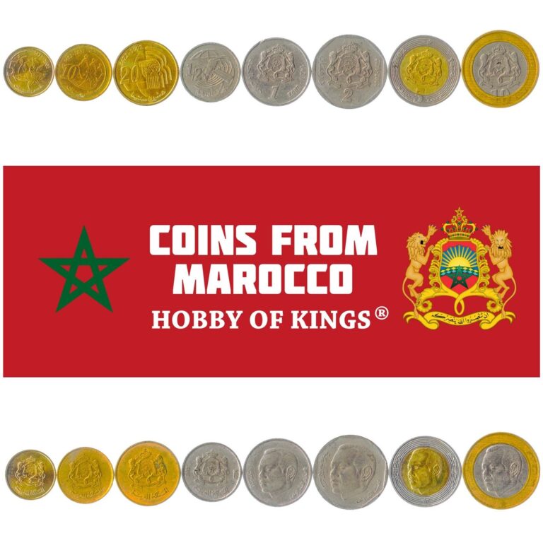 Read more about the article Set 8 Coins Morocco 5 10 20 Santimat 1/2 1 2 5 10 Dirhams 2002