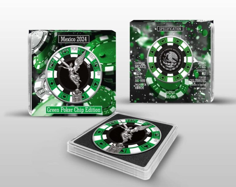 Read more about the article GREEN POKER CHIP Libertad 1 Oz Silver Coin Mexico 2024