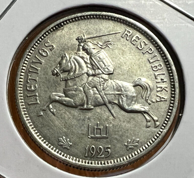 Read more about the article 1925 LITHUANIA SILVER 5 LITAI SCARCE COIN