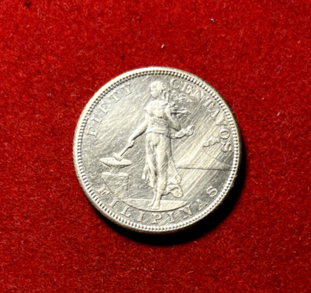 Read more about the article Philippines 1904 S 50 Centavos Silver Coin Cleaned KM#167 T2885