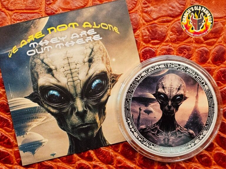 Read more about the article 2025 Cameroon 1 oz Silver Proof-Like Coin UFO and Aliens: Alien Face and Homeworld