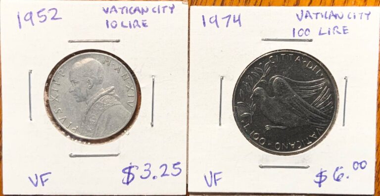 Read more about the article Vatican City Coin Lot: 1952 – 10 Lire and 1974 – 100 Lire