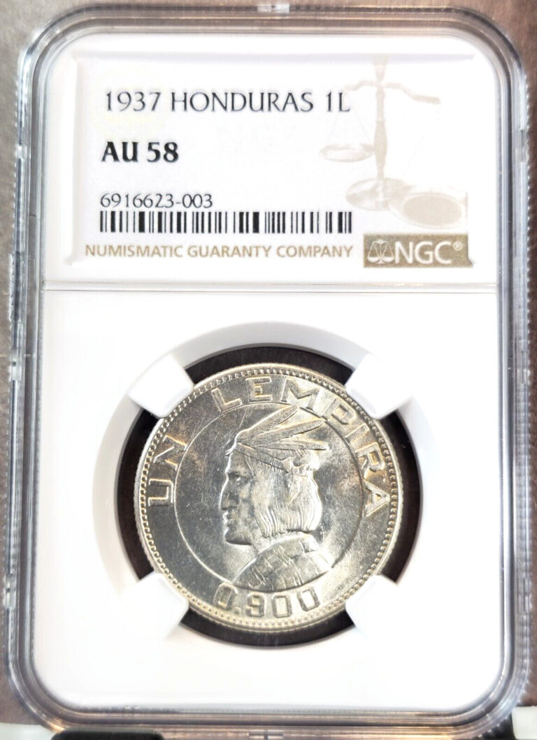 Read more about the article 1937 HONDURAS SILVER 1 LEMPIRA NATIVE CHIEF LENCAS NGC AU 58 GREAT LOOKING COIN