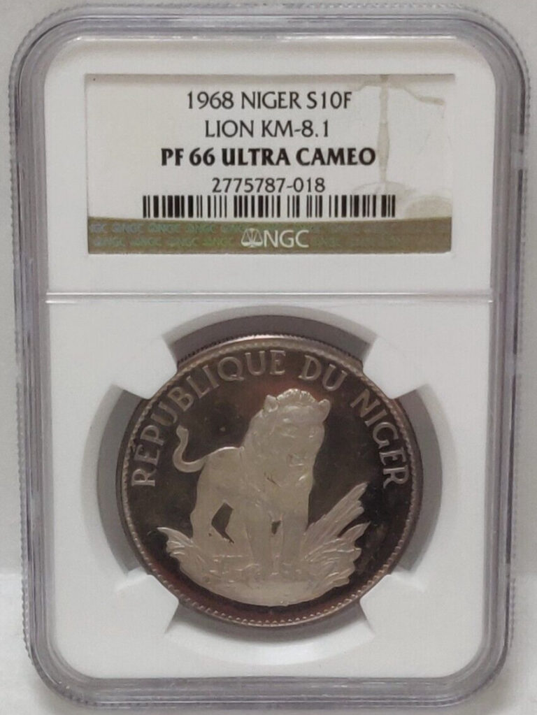 Read more about the article 1968 NIGER 10 FRANCS PROOF SILVER COIN LION NGC PF 66 ULTRA CAMEO
