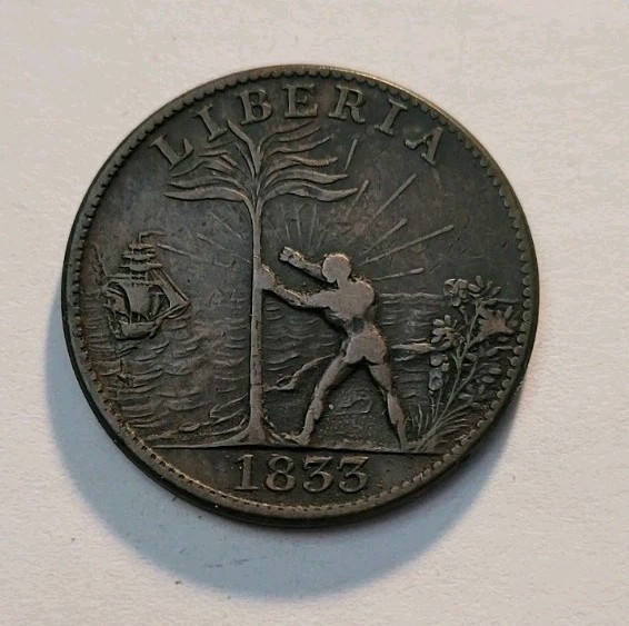 Read more about the article 1833 Liberia  1 Cent 	American Colonization Society Large Ship Token Coinage