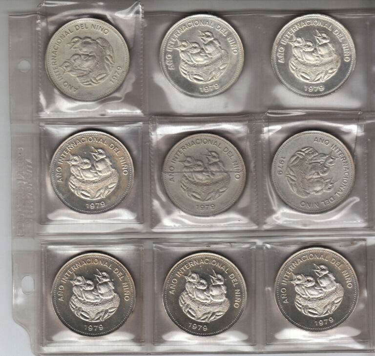 Read more about the article 9 COSTA RICA COINS International Year of the Child SILVER 100 Colones BIRDS NEST