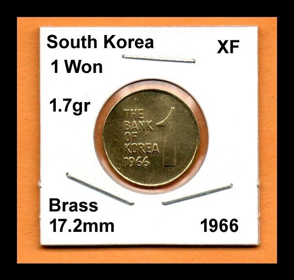 Read more about the article South Korea Coin 1 Won 1966 Brass 17.2mm 1.7gr KM#4