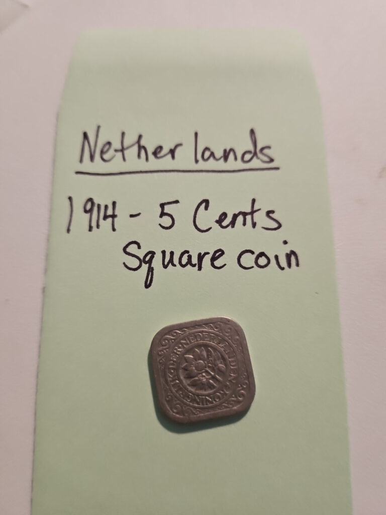 Read more about the article 1914 Netherlands 5cent Square Coin