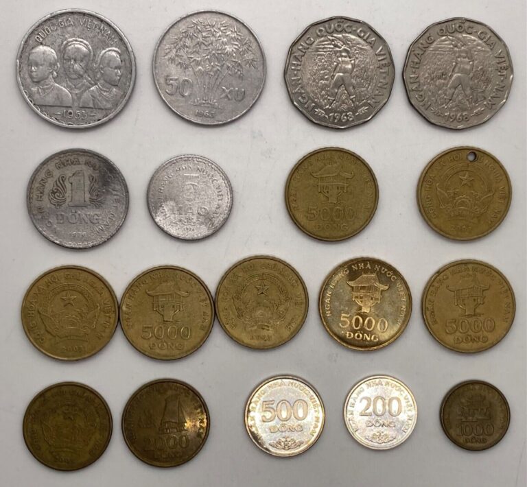 Read more about the article Lot of 18 Vietnam coins – 1976 Dong and 5 Hao (damaged)  full 2003 set  etc.