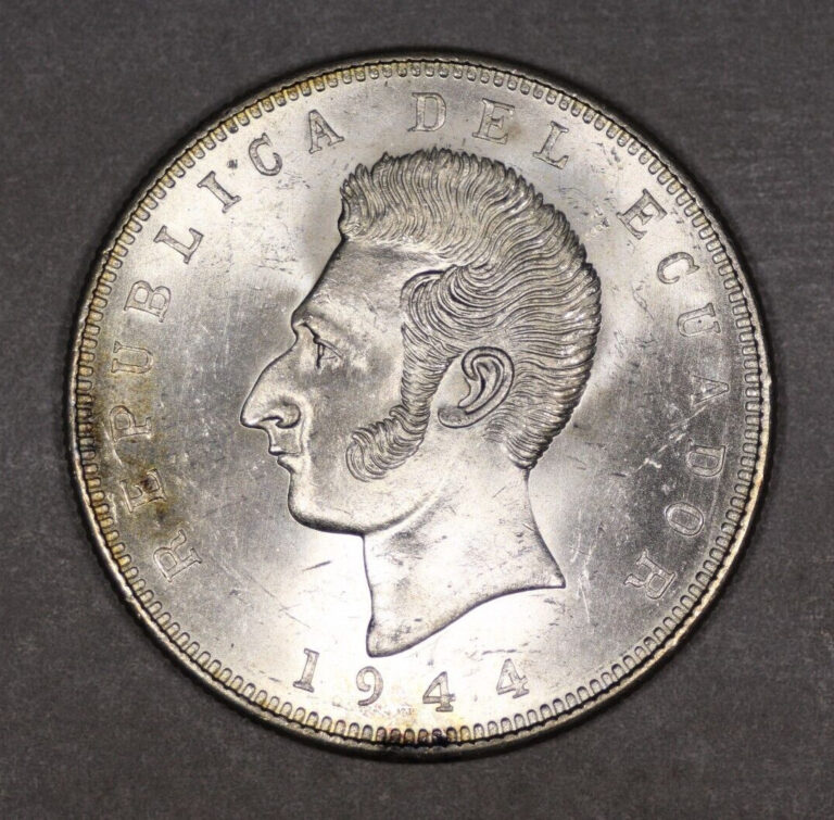 Read more about the article 1944 Ecuador Silver 5 Sucres Uncirculated