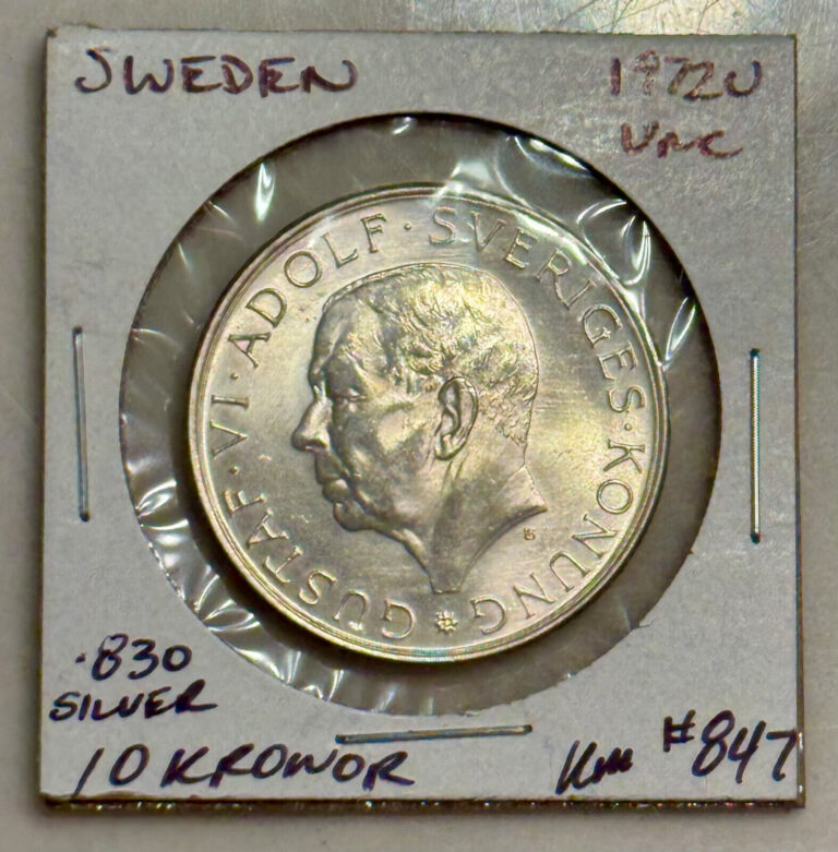 Read more about the article 1972U Sweden 10 Kronor (Birthday)  Silver Coin – KM#847