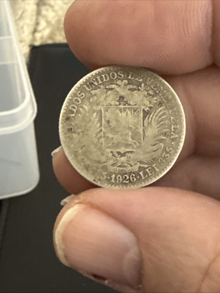 Read more about the article 1926 Venezuela 1 Bolivar Silver Coin V