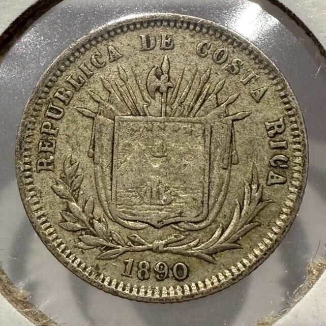 Read more about the article 1890 5 Centavos Costa Rica Five Cents Silver 5C Coin Central America