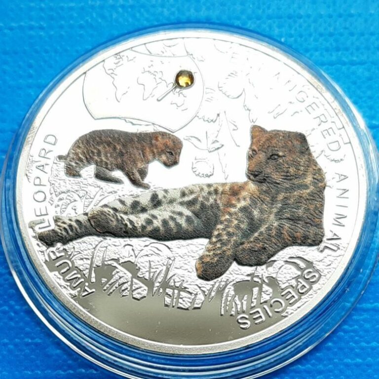 Read more about the article Zambia 1000 kwacha 2014 UNC Amur Leopard Silver Plated Colorized Coin