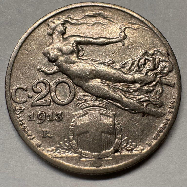Read more about the article 1913 Italy 20 Centesimi – Beautiful Coin – Lot #A200-62