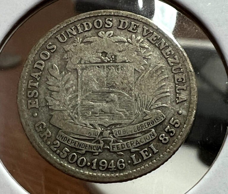 Read more about the article 1946 VENEZUELA SILVER 1/2  BOLIVAR   COIN