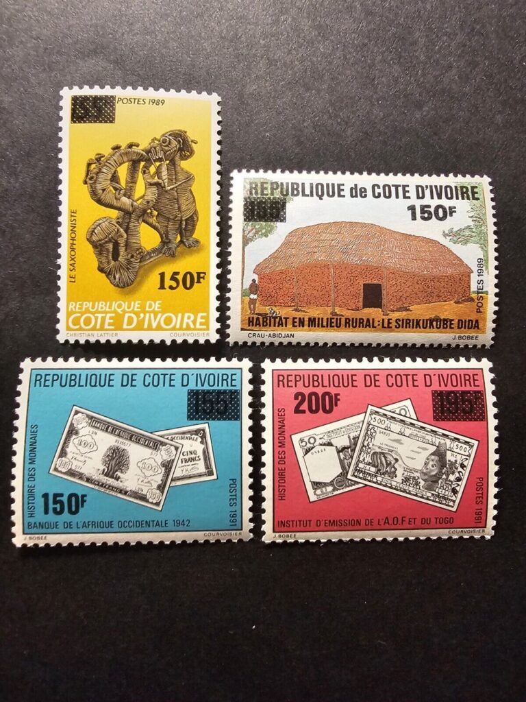 Read more about the article Stamp Ivory Coast History Of Coins No. 872/875 New ** Luxury Mnh 1991