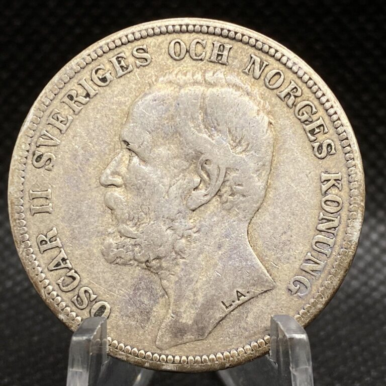 Read more about the article 1898-EB Sweden 2 Kronor • FINE • Oscar II • Rare Popular Silver Coin • SWE012