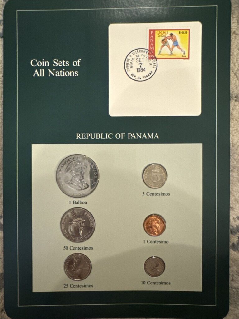 Read more about the article REPUBLIC OF PANAMA COIN SETS OF ALL NATIONS ( 6 UNCIRCULATED COINS and STAMP )