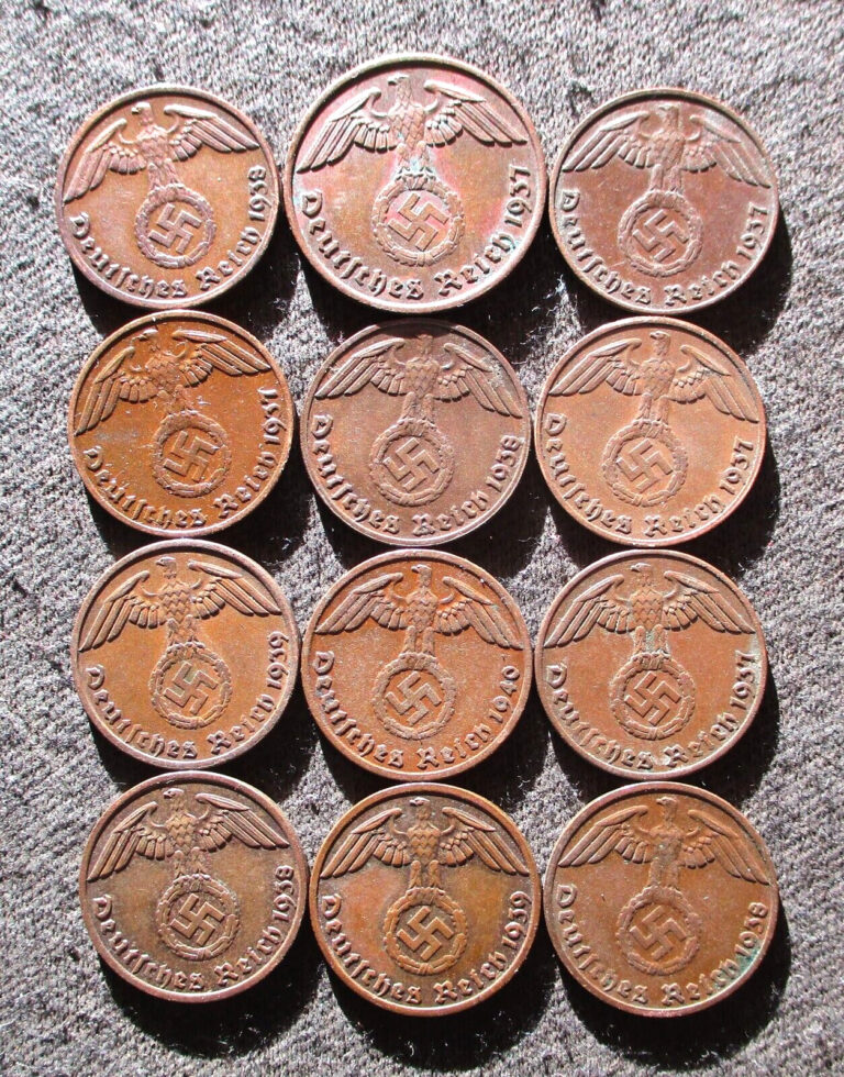 Read more about the article LOT OF AUTHENTIC OLD COINS OF THIRD REICH NAZI GERMANY (1937-1939) WORLD WAR II