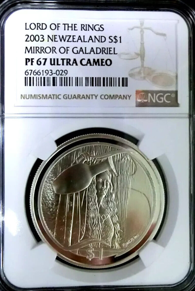 Read more about the article LORD OF THE RINGS New Zealand 2003 MIRROR OF GALADRIEL Silver $1 NGC PR67 proof