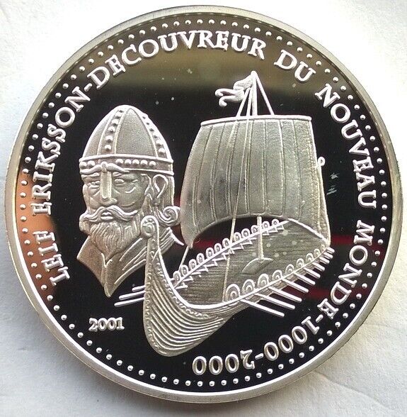 Read more about the article Benin 2001 Eriksson 1000 Francs Silver Coin Proof