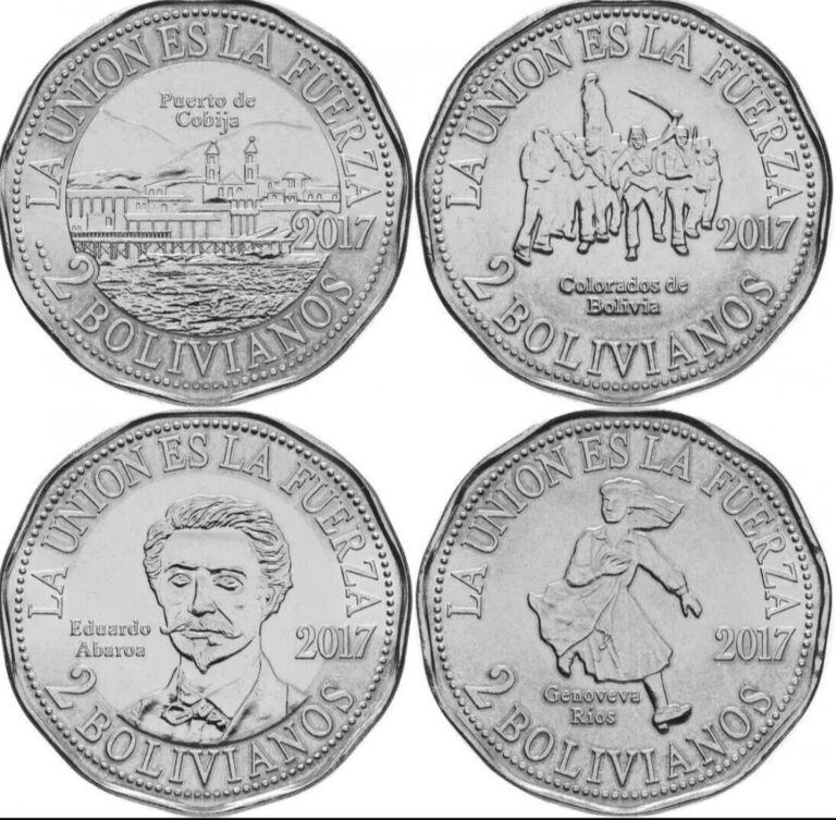 Read more about the article Bolivia set of 4 coins Of 2 bolivians  2017 UNC