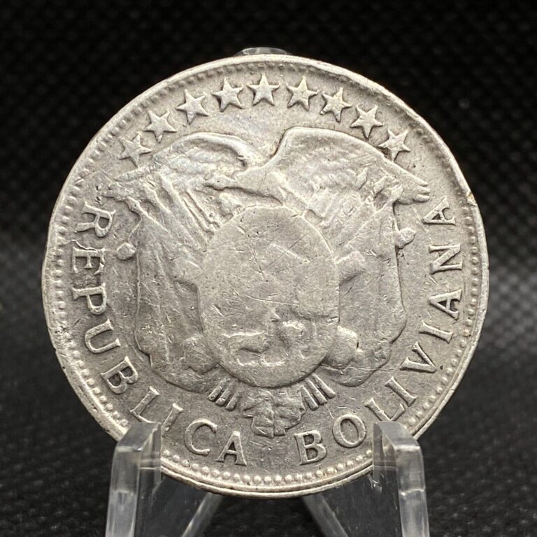 Read more about the article 1903 Bolivia 50 Centavos Medio Boliviano • VF • Rare 0.9 Silver Coin • BOL002