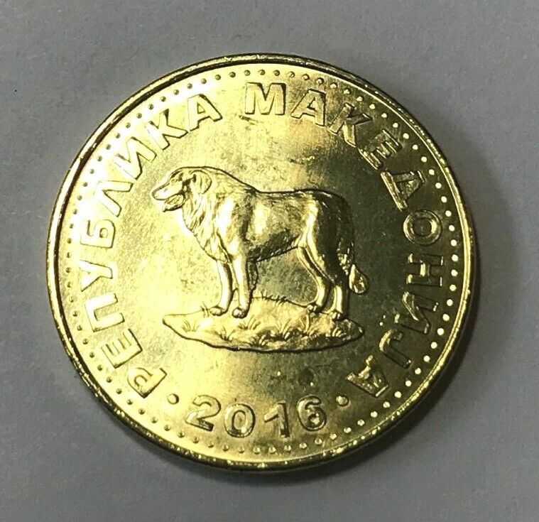 Read more about the article 2016 Macedonia 1 denari Coin Sheep Dog Farm Animal Wildlife