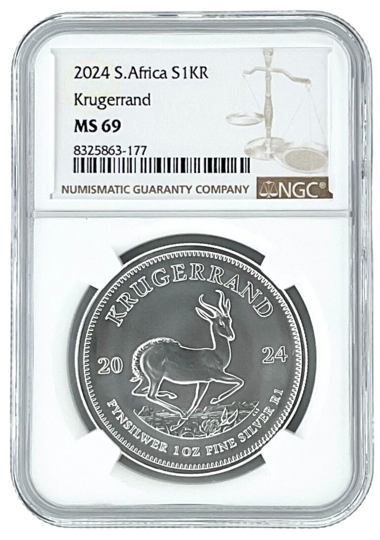 Read more about the article 2024 South Africa 1oz Silver Krugerrand NGC MS69 Brown Label