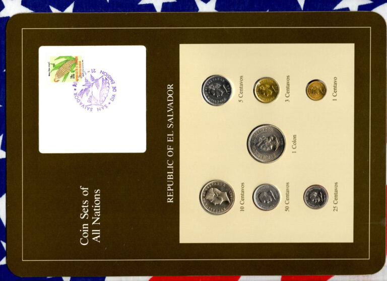 Read more about the article Coin Sets of All Nations El Salvador w/card 1974-1984 UNC 3 cent 1974 3 @ 1977