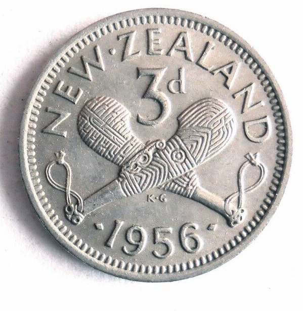 Read more about the article 1956 NEW ZEALAND 3 PENCE – Excellent Coin – FREE SHIP – Zealand 3p Bin