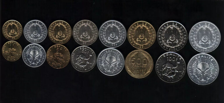 Read more about the article Djibouti 1 2 5 10 20 50 100 500 FRANCS KM20-27 1977-2010 Animal 8 COIN Comp. SET
