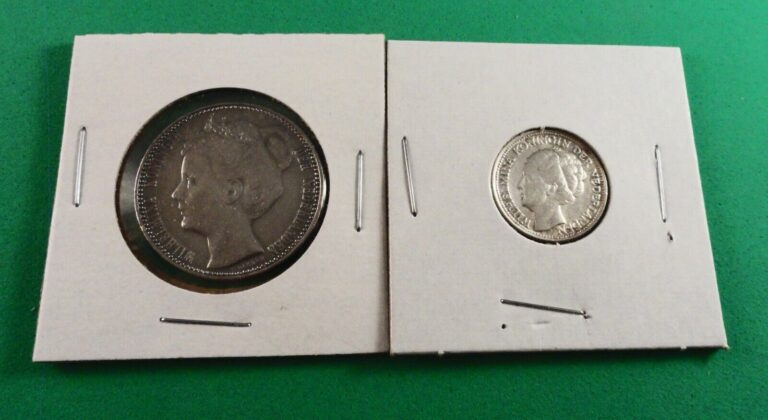 Read more about the article TWO NETHERLAND SILVER COINS: 1898 1 Gulden and 1944 25 Cents