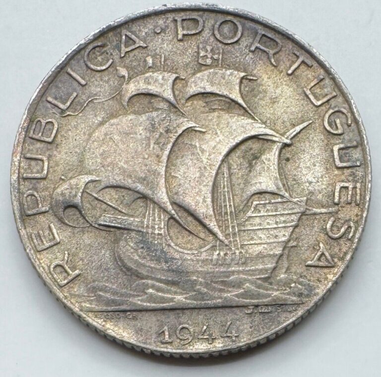 Read more about the article 1944 Silver .650 Portugal 2.5 2 1/2-Escudos Coin- Portuguese Coin- Free Shipping