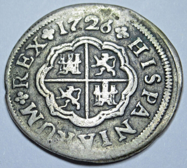 Read more about the article 1726 Spanish Silver 1 Reales Genuine 1700’s Colonial Cross Pirate Treasure Coin