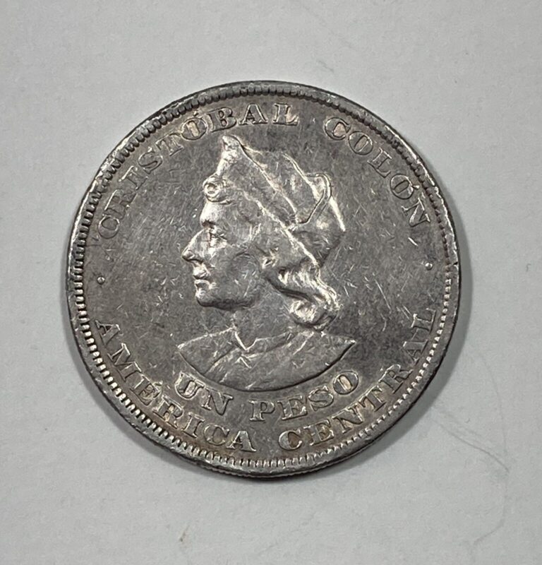 Read more about the article El Salvador 1 Peso 1893 900 C.A.M. Silver Coin Christopher Columbus