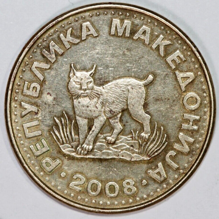 Read more about the article Macedonia 2008  5 Denari  European Lynx.-  foreign coin 27.5 mm