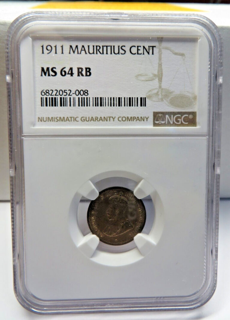 Read more about the article Mauritius Cent 1911 Bronze KM#12 UNC – NGC MS64RB