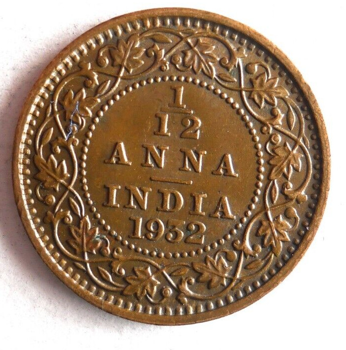 Read more about the article 1932 BRITISH INDIA 1/12 ANNA – AU – High Grade Coin – Free Ship – Bin #LC22