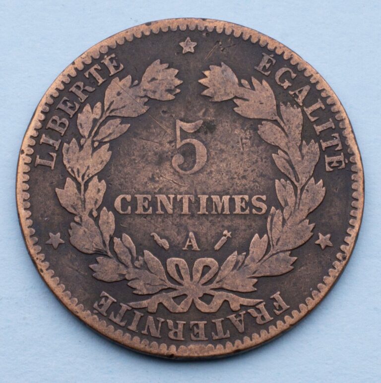 Read more about the article 1881 A France 5 Centimes KM# 821.1