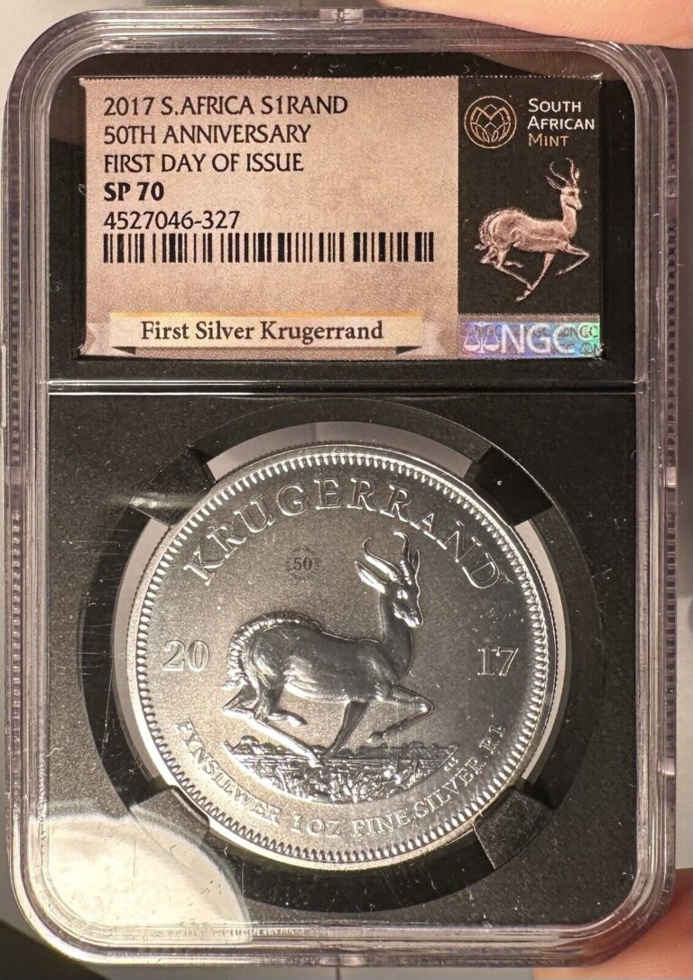 Read more about the article 2017 S. Africa Silver 1 Rand NGC SP 70 First Date of Issue – Krugerrand