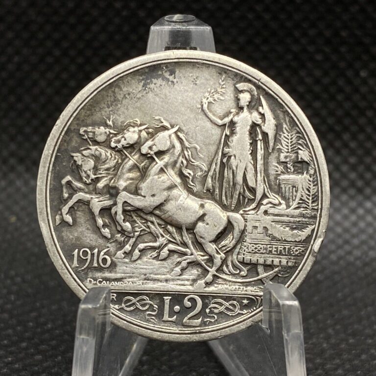 Read more about the article 1916 Italy 2 Lire • Fine • Vittorio Emanuele III • World Silver coin • ITA008
