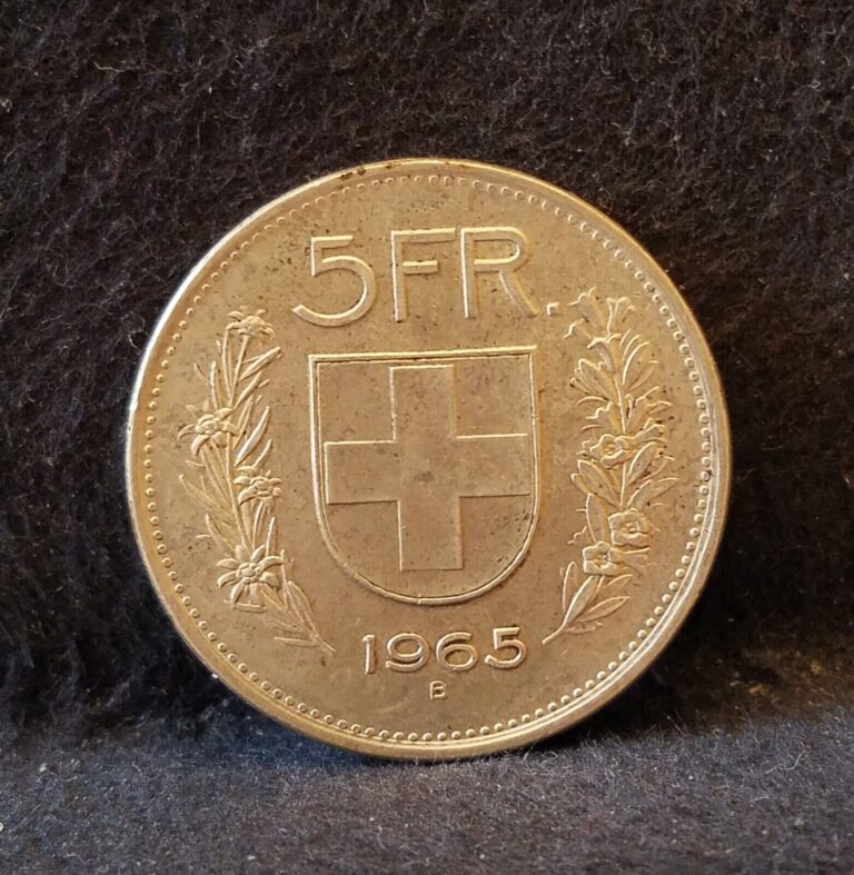 Read more about the article 1965 Switzerland silver 5 francs  herdsman (Wilhelm Tell?)  KM-40