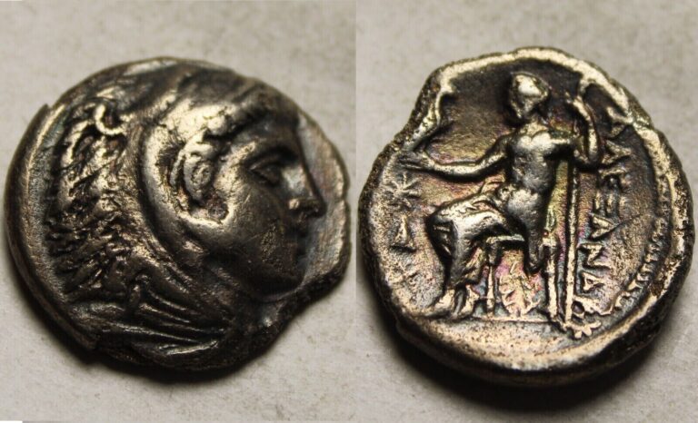 Read more about the article Rare Ancient Greek silver coin Alexander Macedonia 323 Heracles/Zeus Amphipolis