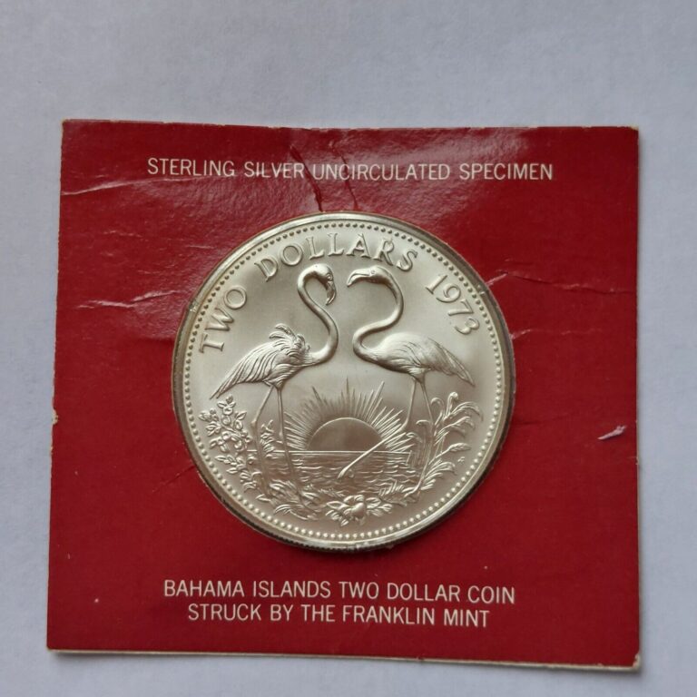 Read more about the article 1973 UNC Sterling Silver Proof Bahamas Islands Two Dollar Coin Franklin Mint