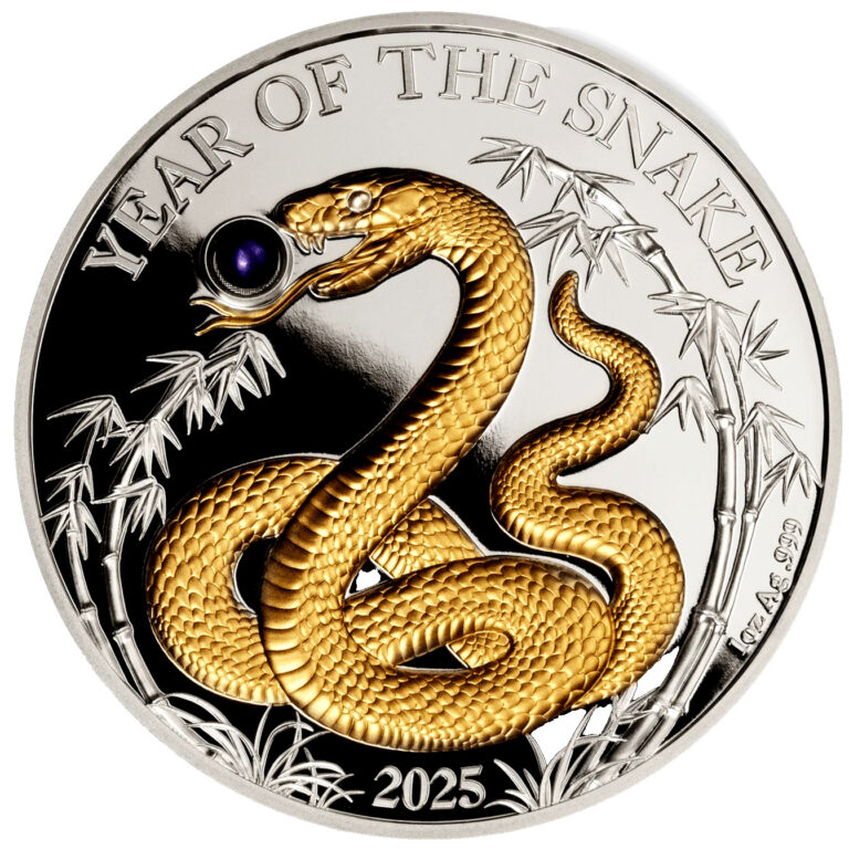 Read more about the article 2025 Vanuatu Year of the Snake 1 oz Silver Proof Coin Pearl Insert  – Box and COA