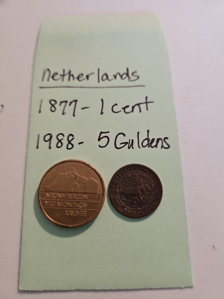 Read more about the article Netherlands 1877 1 Cent  1988 5 Guldens Coins